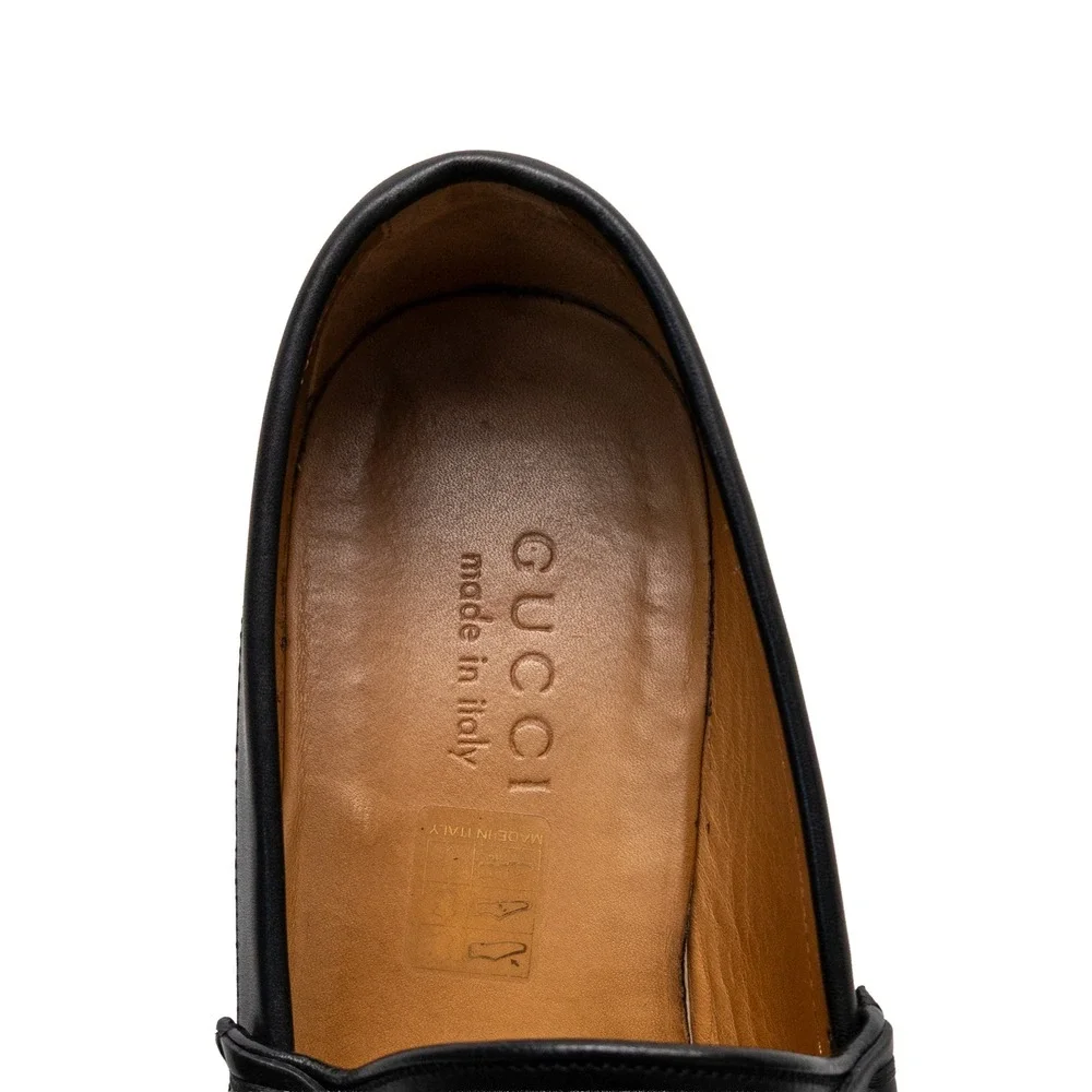 Gucci Black Leather Horsebit Lug Sole Loafers Mens Size UK 7 US 8 Made in Italy